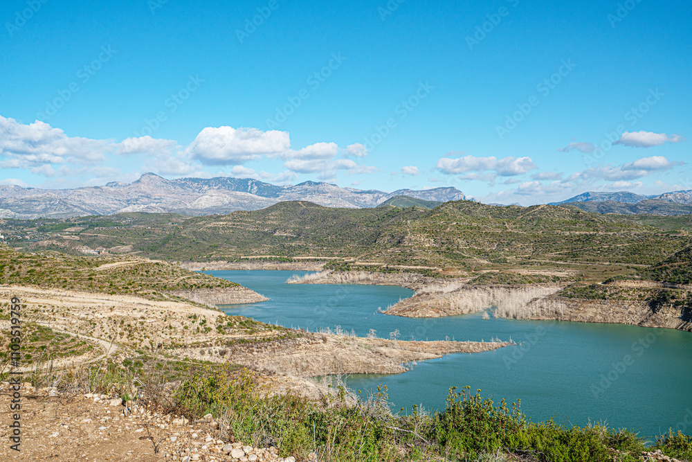 Naklejka premium The scenic view of Naras Dam near Manavgat which is known for hiking, trekking and camping in Antalya