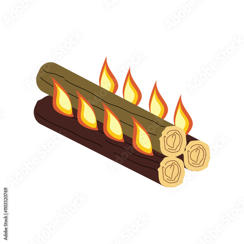Campfire of the Nodja type. Colored vector flat illustration