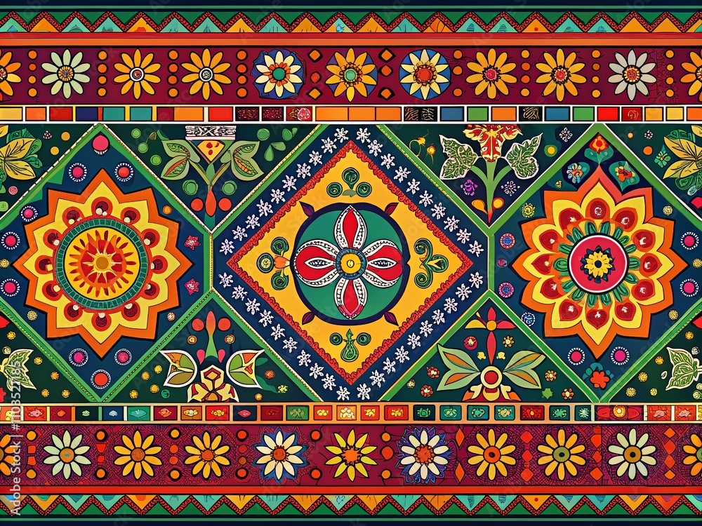 Decorative Mexican Patterns Featuring Vibrant Geometric Borders and Textured Backgrounds for Culinary and Cultural Food Photography Use Decorative Mexican Patterns Featuring Vibrant Geometric Borders and Textured Backgrounds for Culinary and Cultural Food Photography Use