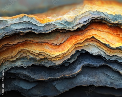 Atmospheric Depiction of Petroleum Reserves Within Layered Underground Visuals A Stunning Abstract Representation of Subterranean Energy Resources, Showing Geological Strata and the Complex Formation