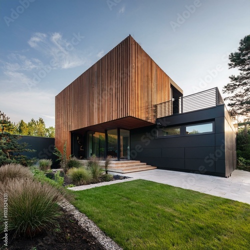 "Modern Minimalism: Cubic Villa with Striking Landscaping" 