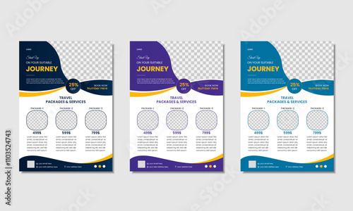 Creative modern travel and adventure flyer design template photo