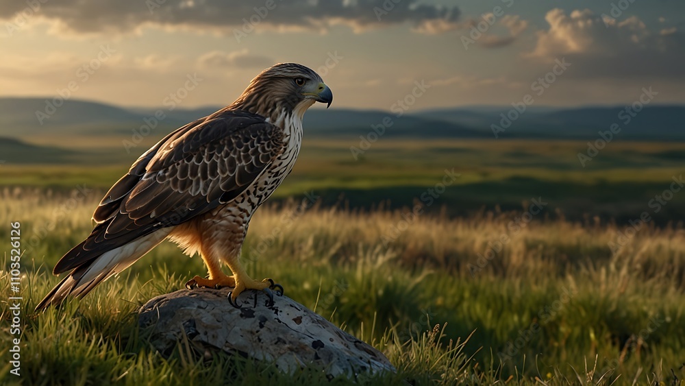 Fototapeta premium red tailed hawk on the ground