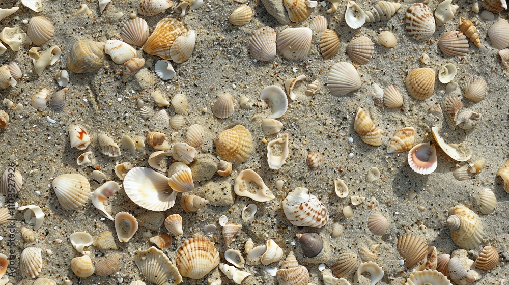 Seashells on a sandy beach. Seashells on a sandy beach.
