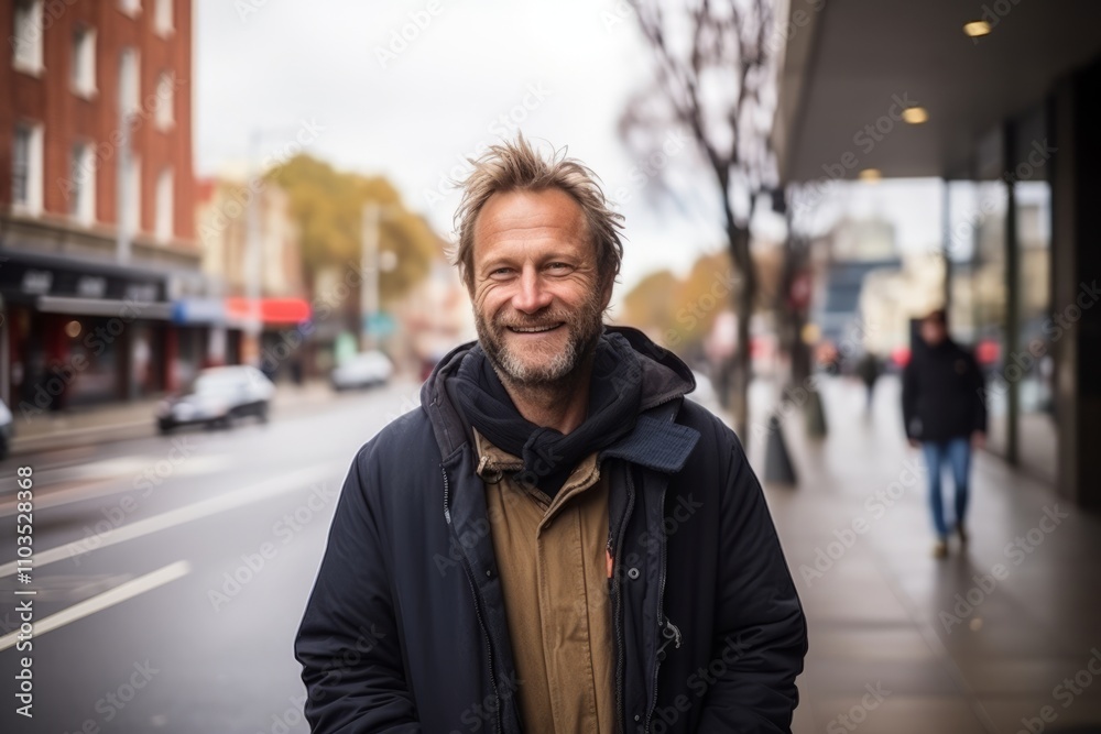 Handsome middle-aged man in a city street portrait. Handsome middle-aged man in a city street portrait.