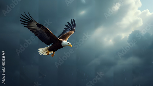 Majestic Eagle Soaring Through a Stormy Sky