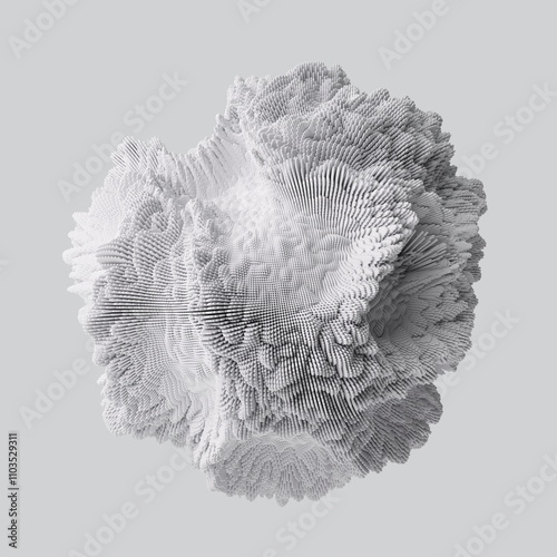 3d render of abstract detailed shape. Minimal futuristic background.