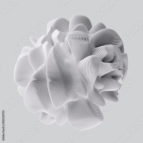 Fototapeta Naklejka Na Ścianę i Meble -  3d render of abstract detailed shape. Minimal futuristic background.