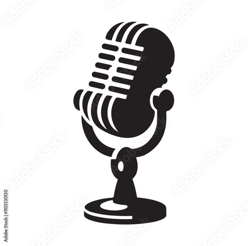 microphone set silhouette vector  illustration