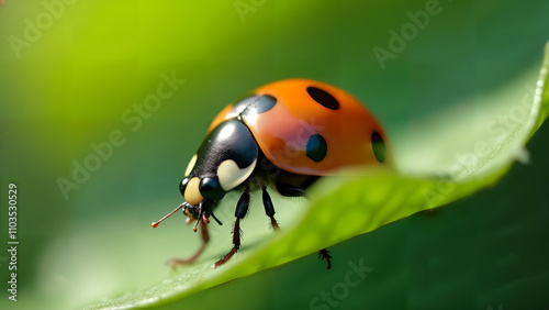 Close-Up of a Ladybug on a Leaf