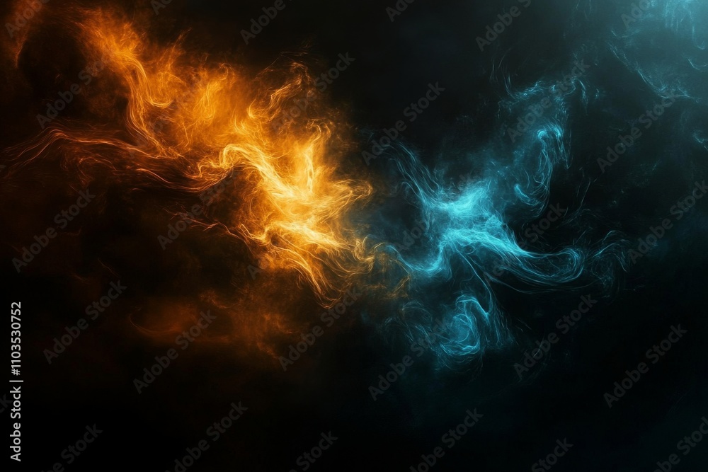 Striking color contrast with a vibrant swirl on a black background.