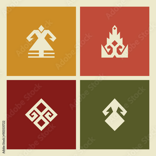 Traditional Turkish carpet and rug patterns. Anatolian motifs symbolizing femininity. Anatolian motifs hands on hips (eli belinde)