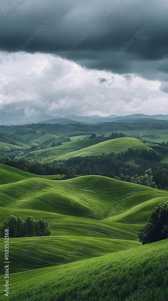 Fototapeta premium Stunning Green Hills Under Dramatic Sky