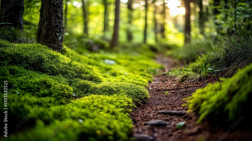 Tranquil walk through a vibrant forest ecosystem. Tranquil walk through a vibrant forest ecosystem.