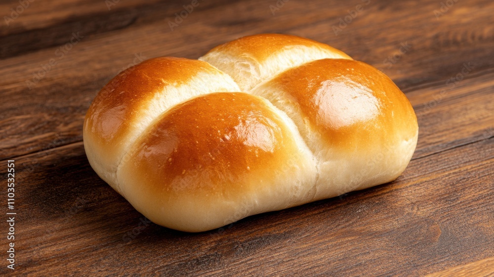 A soft white bread loaf isolated on a clean, natural wooden background.