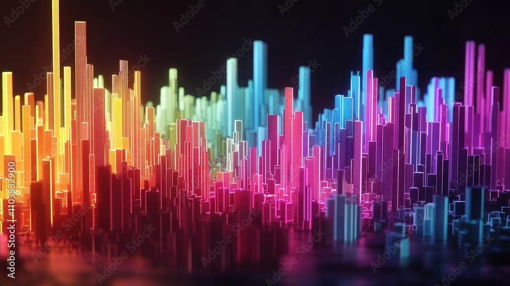 Colorful Sound Wave Visualization with Neon Light Effects Colorful Sound Wave Visualization with Neon Light Effects