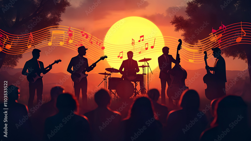 Outdoor Jazz Festival at Sunset
