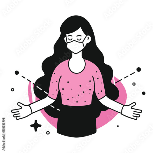  social distancing business illustration of a woman  