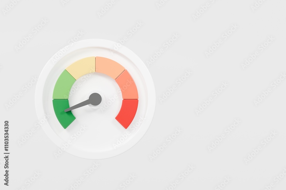 3d Speedometer icon. Minimal Status Speedometer with arrow scale gauge. Green, Yellow, Orange, Red Status color or low, medium, high arrow scale performance status icon. Credit rating score. 3d render 3d Speedometer icon. Minimal Status Speedometer with arrow scale gauge. Green, Yellow, Orange, Red Status color or low, medium, high arrow scale performance status icon. Credit rating score. 3d render