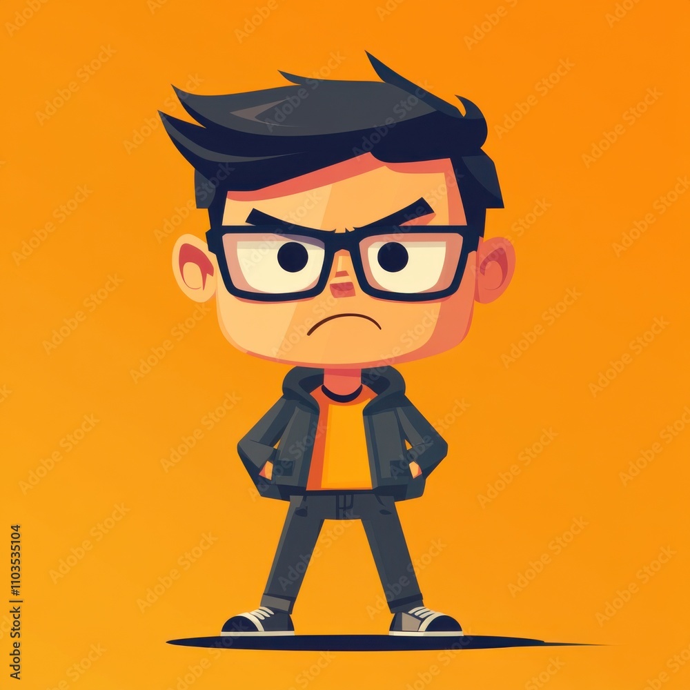 A modern flat 2D cartoon of an angry distributed intelligence network designer A modern flat 2D cartoon of an angry distributed intelligence network designer