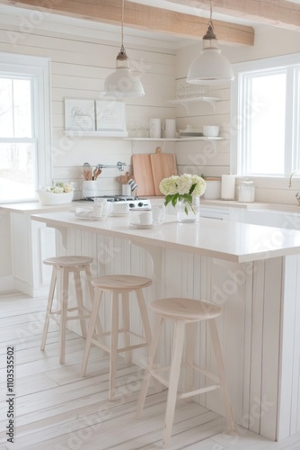 valentine day decorated kitchen. ai generated photo