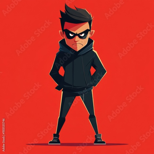 A modern flat 2D cartoon of an angry ethical hacker photo