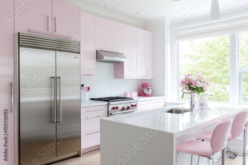 valentine day decorated kitchen. ai generated photo