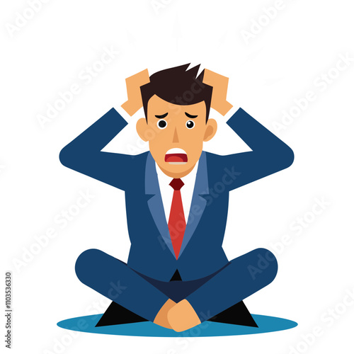 exhausted businessman suffer from nervous breakdown.s