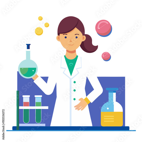 emale scientist do experiments in lab