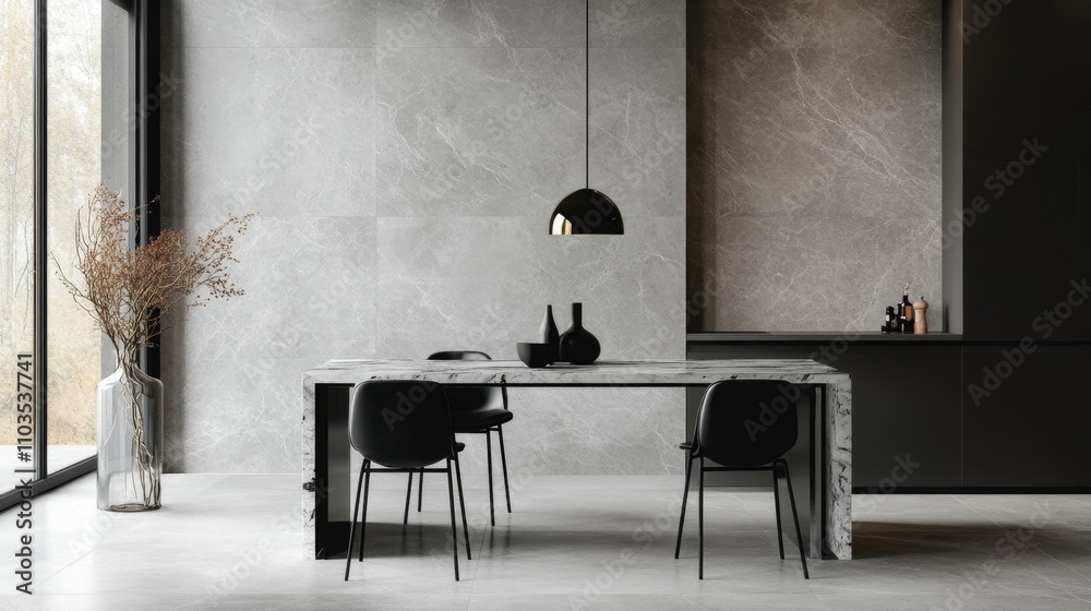 Fototapeta premium Modern Grey Marble Dining Area Design