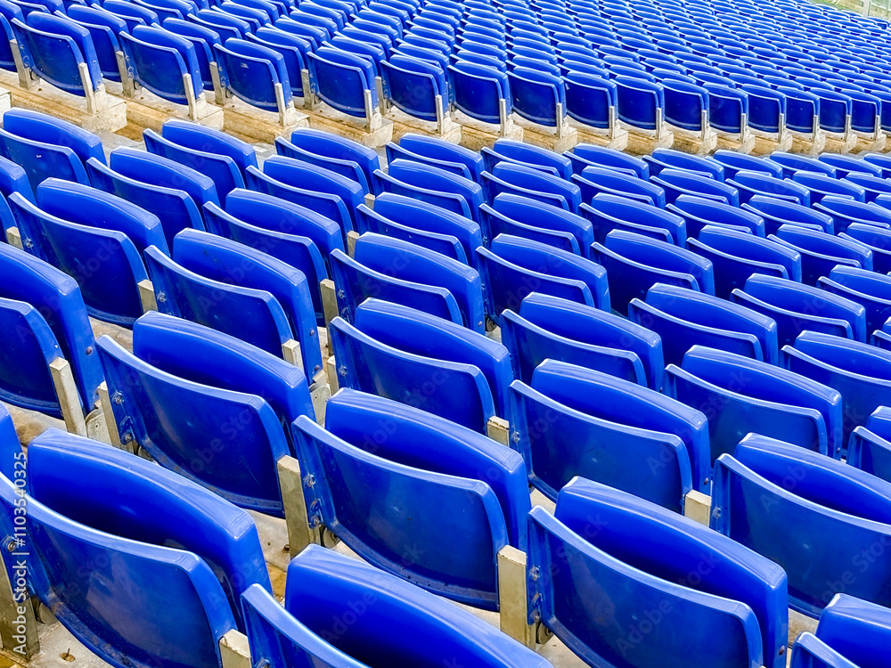 Fototapeta premium stadium stands with closed blue seats