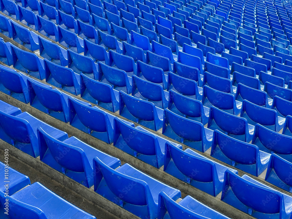 Fototapeta premium stadium stands with closed blue seats