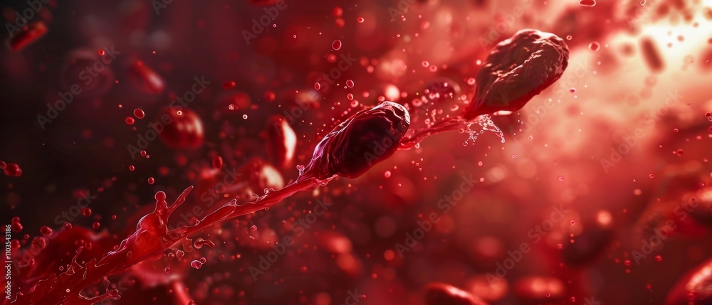 Illustration shows red viruses of different sizes floating in a dark space, evoking airborne transmission. Illustration shows red viruses of different sizes floating in a dark space, evoking airborne transmission.