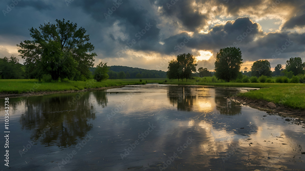 scene after rain, clouds, greenery, trees, plants, cloudy, dark clouds, water, nature's beauty, dirty water, mud, rainbow scene after rain, clouds, greenery, trees, plants, cloudy, dark clouds, water, nature's beauty, dirty water, mud, rainbow