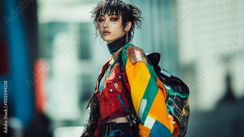 Embracing Gender Fluidity: Modern Street Fashion Enthusiast Flaunting Edgy Style and Confidence at 25