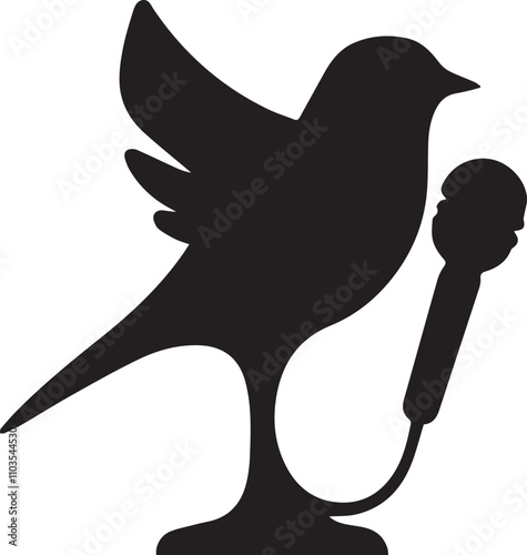 Bird Singing in mic Vector