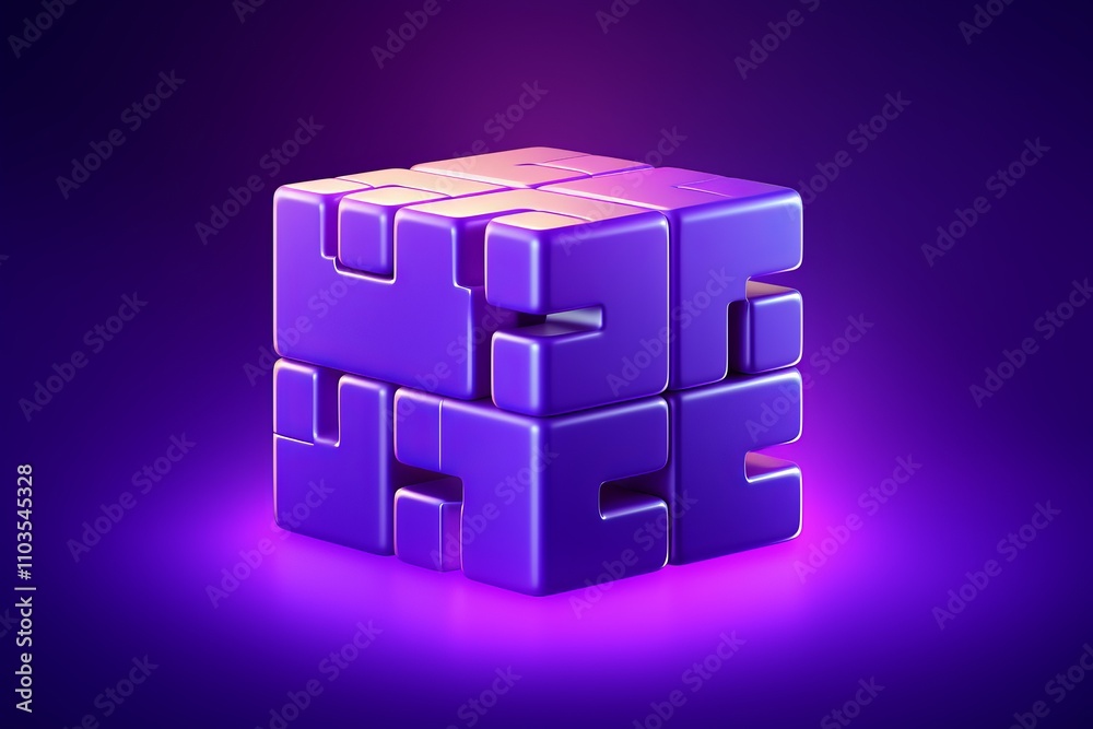 Intricate Geometric Cube Design in Vibrant Purple Hues Intricate Geometric Cube Design in Vibrant Purple Hues