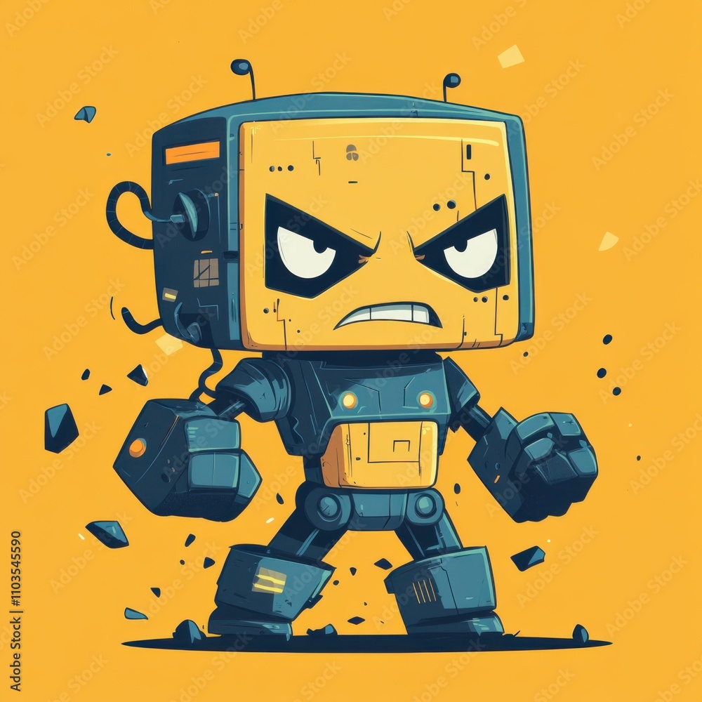 A modern flat 2D cartoon of an angry quantum machine learning engineer A modern flat 2D cartoon of an angry quantum machine learning engineer