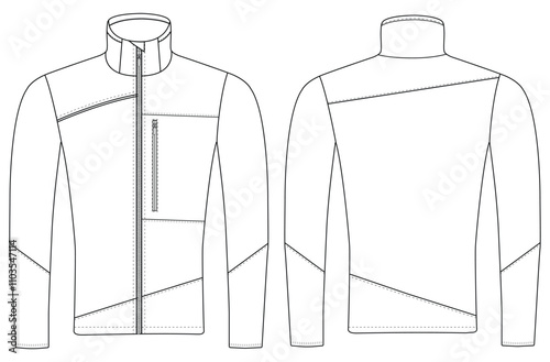 Windbreaker  Jacket vector Template Images  back and side views