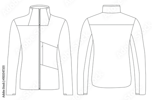 Windbreaker  Jacket vector Template Images  back and side views