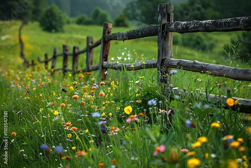 Wallpaper Mural fence with flowers Torontodigital.ca