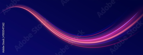 Acceleration speed motion on night road. Colorful Light Trails, Long Time Exposure Motion Blur Effect. Abstract fire flare trace lens flares acceleration speed motion on night road. 