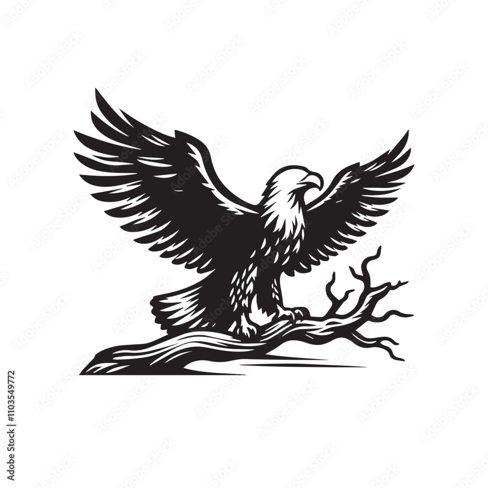 Fototapeta premium Eagle silhouette vector. Eagle logo, icon vector design. Bird silhouette.