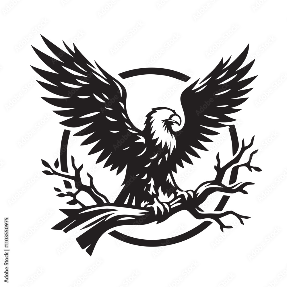 Obraz premium Eagle silhouette vector. Eagle logo, icon vector design. Bird silhouette. 