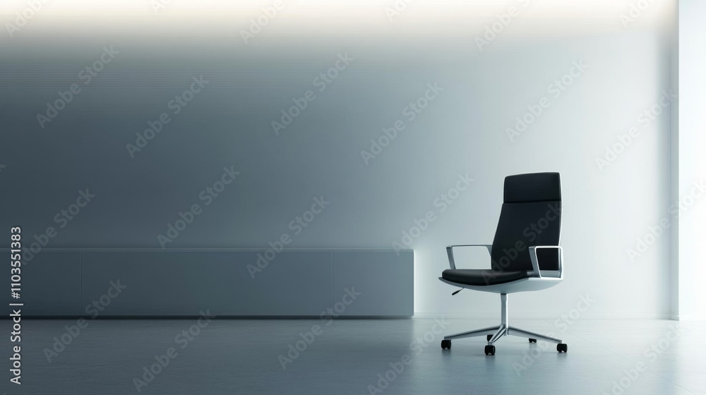 Modern Minimalist Office Interior with Black Chair Modern Minimalist Office Interior with Black Chair