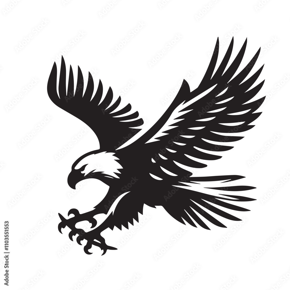 Obraz premium Eagle silhouette vector. Eagle logo, icon vector design. Bird silhouette. 