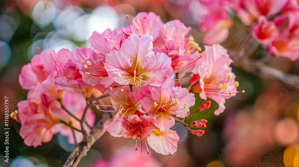 Pink Tabebuia rosea flowers blooming in Chompoopantip. Pink Tabebuia rosea flowers blooming in Chompoopantip.