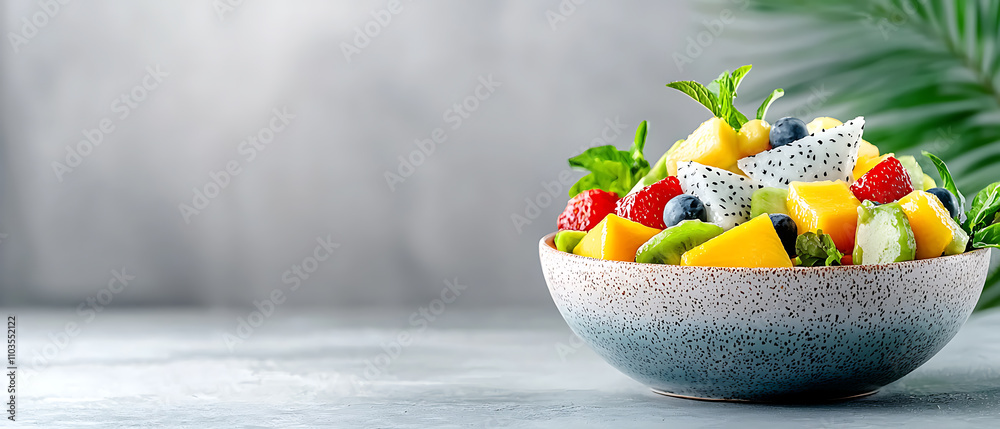 Vibrant fruit salad creation in a modern kitchen bowl fresh ingredients healthy lifestyle culinary art bright atmosphere Vibrant fruit salad creation in a modern kitchen bowl fresh ingredients healthy lifestyle culinary art bright atmosphere
