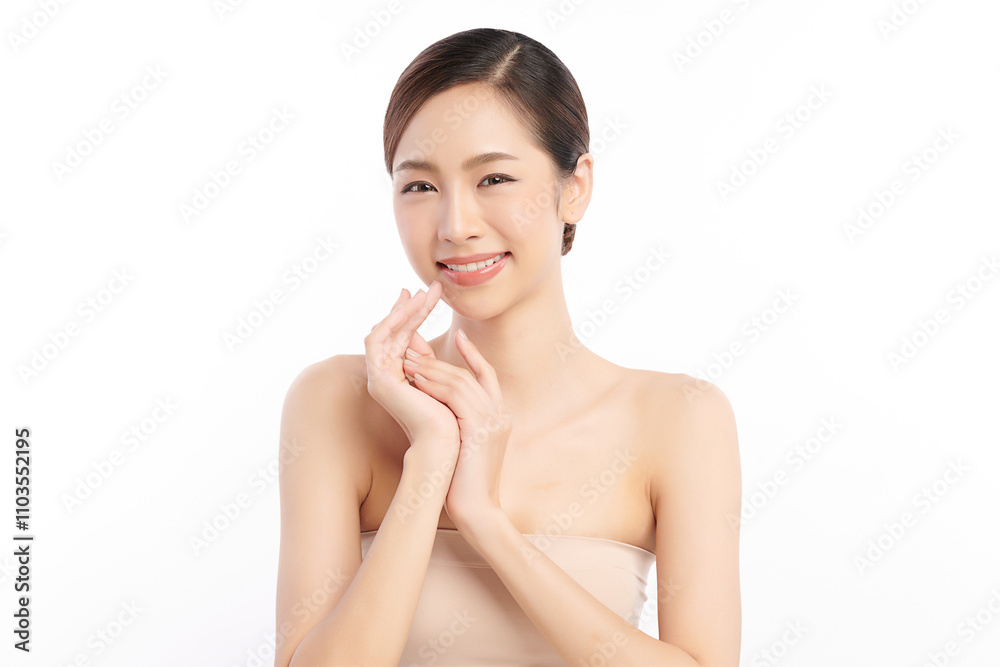 Beautiful young asian woman with clean fresh skin on white background, Face care, Facial treatment, Cosmetology, beauty and spa, Asian women portrait. Beautiful young asian woman with clean fresh skin on white background, Face care, Facial treatment, Cosmetology, beauty and spa, Asian women portrait.