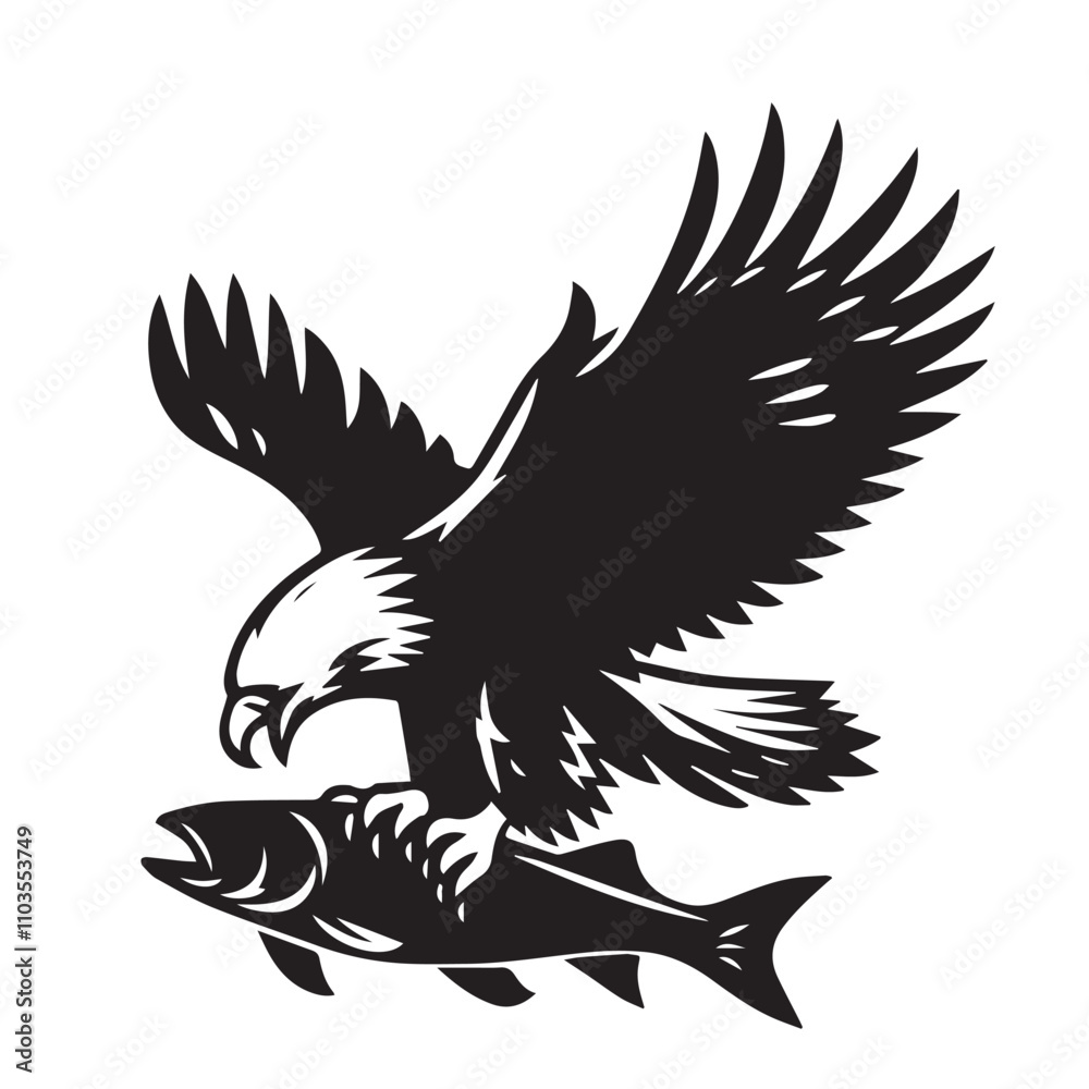Obraz premium Eagle silhouette vector. Eagle logo, icon vector design. Bird silhouette. 
